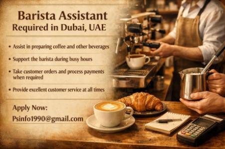 Barista Assistant Required in Dubai