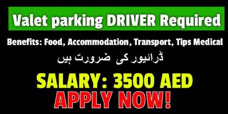 Valet parking driver with Valid UAE License