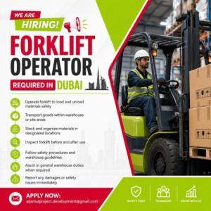 Forklift Operator Required in Dubai