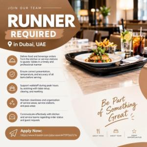 Runner Required in Dubai