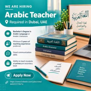 Arabic Teacher Required in Dubai