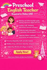 Preschool English Teacher Required in Dubai
