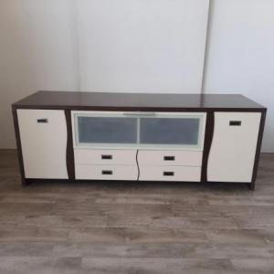 Large Tv Media Unit with Multiple Storage / Beige/Brown