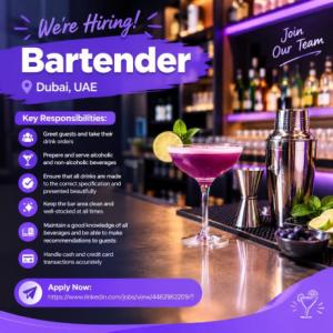 Bartender Required in Dubai