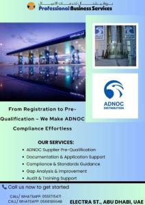 Professional advisory for ADNOC registration and pre-qualification.