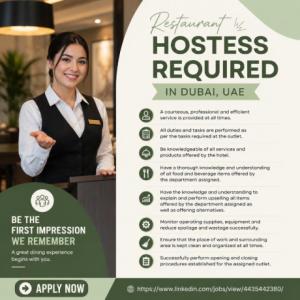 Restaurant Hostess Required in Dubai