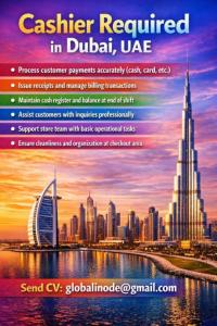 Cashier Required in Dubai