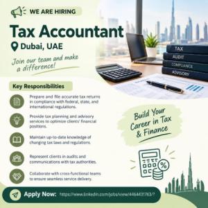 Tax Accountant Required in Dubai