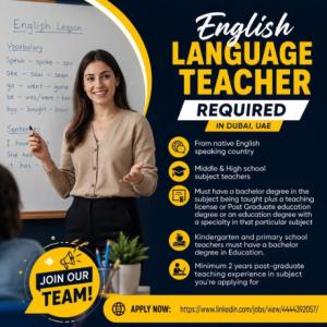 English Language Teacher Required in Dubai