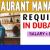 Restaurant Manager Required in Dubai -