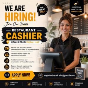 Restaurant Cashier Required in Dubai