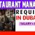 Restaurant Manager Required in Dubai