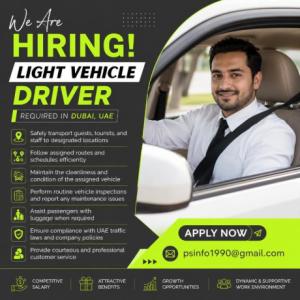 Light Vehicle Driver Required in Dubai