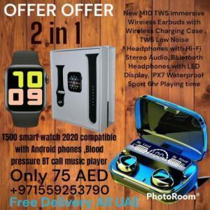 T500 smart watch and M10 earbuds 2 in 1