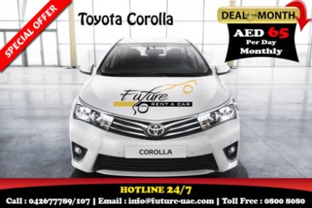 Toyota Corolla now for just AED 65 per day for the whole month