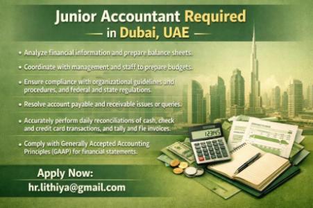 Junior Accountant Required in Dubai