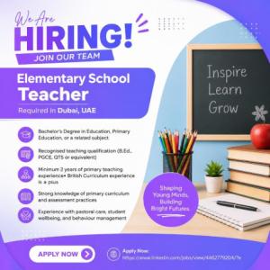 Elementary School Teacher Required in Dubai