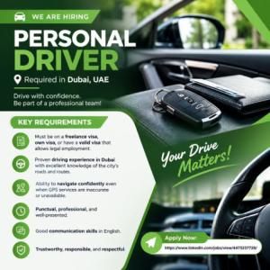 Personal driver Required in Dubai
