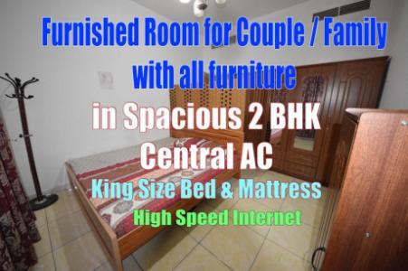 FURNISHED BEDROOM SHARING VERY SPACIOUS 2BHK-only family