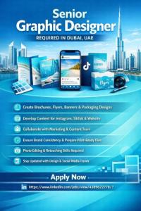 Senior Graphic Designer Required in Dubai
