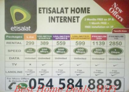 BEST HOME DEALS INTERNET( ETISALAT WIFI.