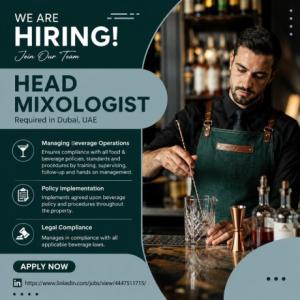 Head Mixologist Required in Dubai