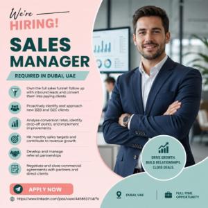 Sales Manager Required in Dubai