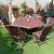 Outdoor dining table solid wood with 6 foldable chairs