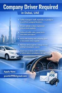 Company Driver Required in Dubai
