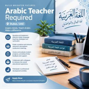 Arabic Teacher Required in Dubai