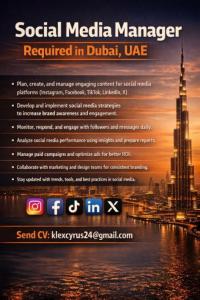 Social Media Manager Required in Dubai